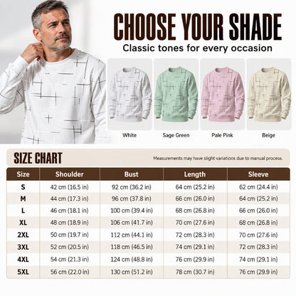 Men's Casual Crewneck Line Print Sweatshirt