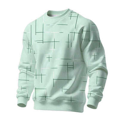 Men's Casual Crewneck Line Print Sweatshirt