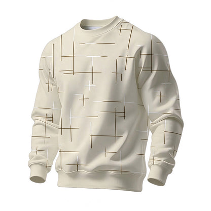 Men's Casual Crewneck Line Print Sweatshirt