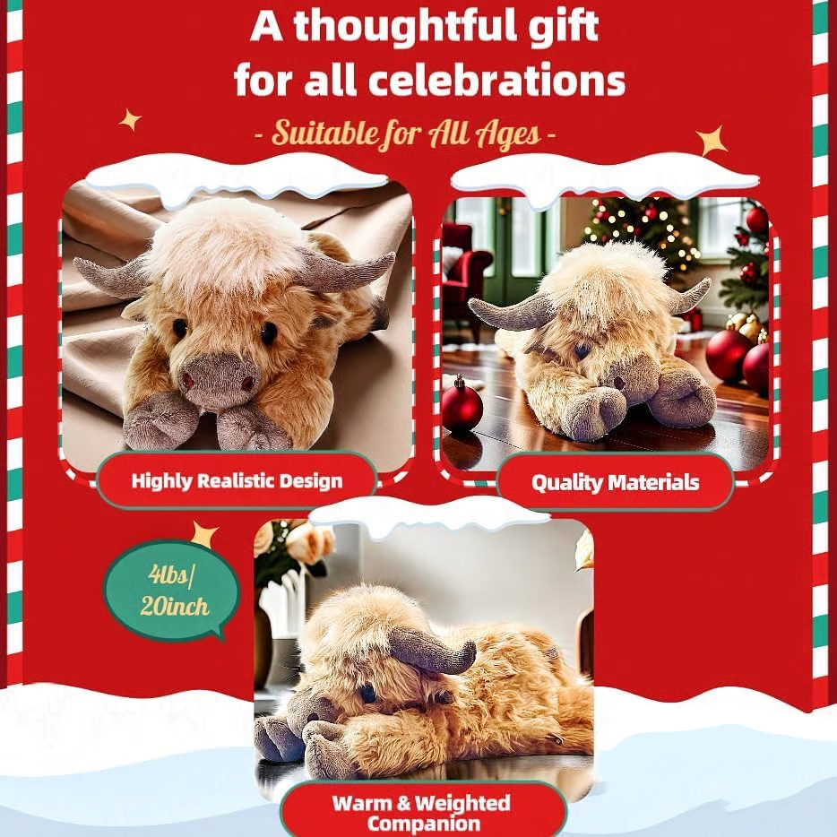 🔥Hot Sale 50% Off🎁Cute Cartoon Highland Cow Cuddly Toy